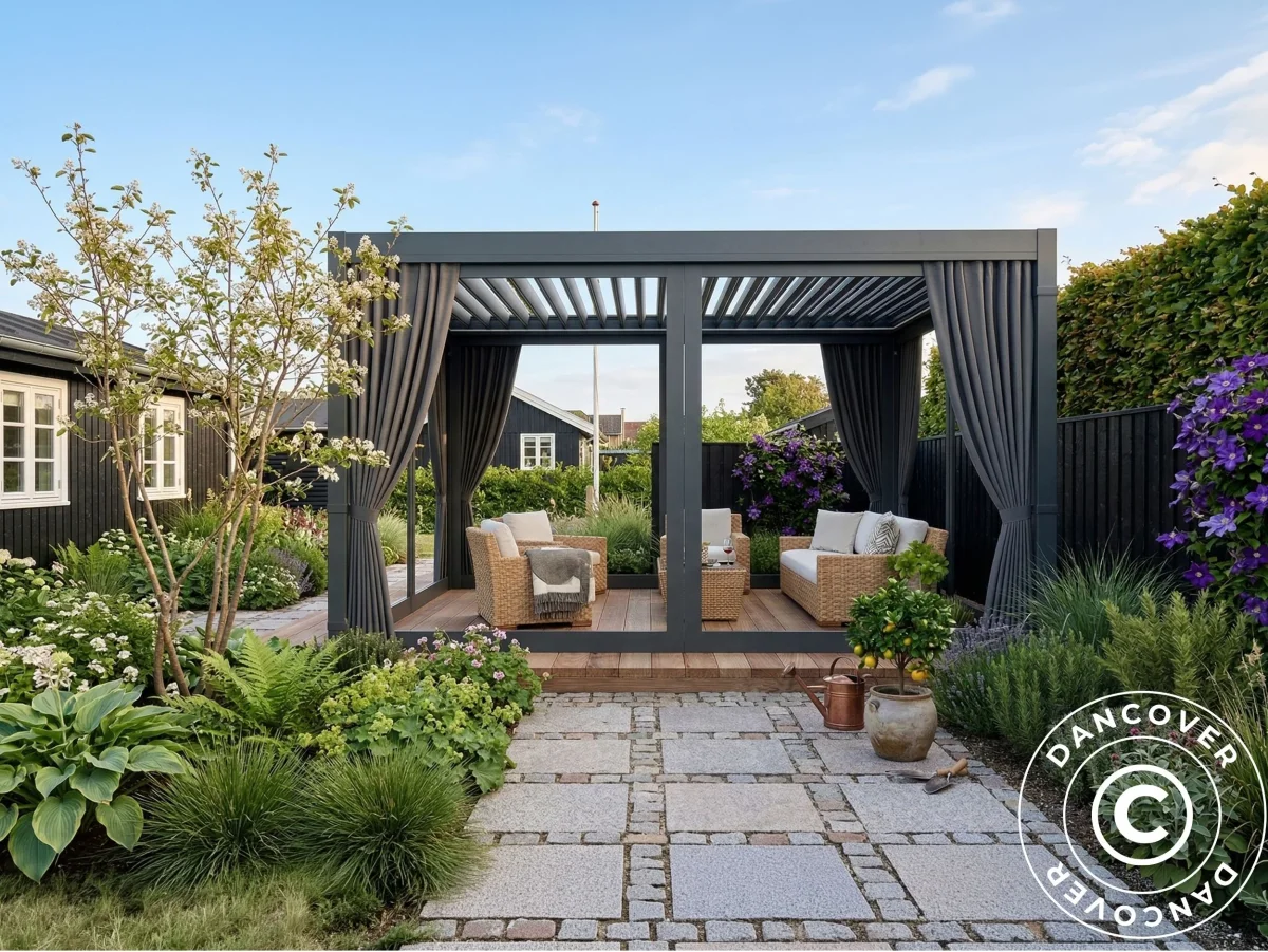 Seitenwände und Moskitonetz für bioklimatische Pergola Pavillon San Pablo, 3x4m, Grau - Imagen 3