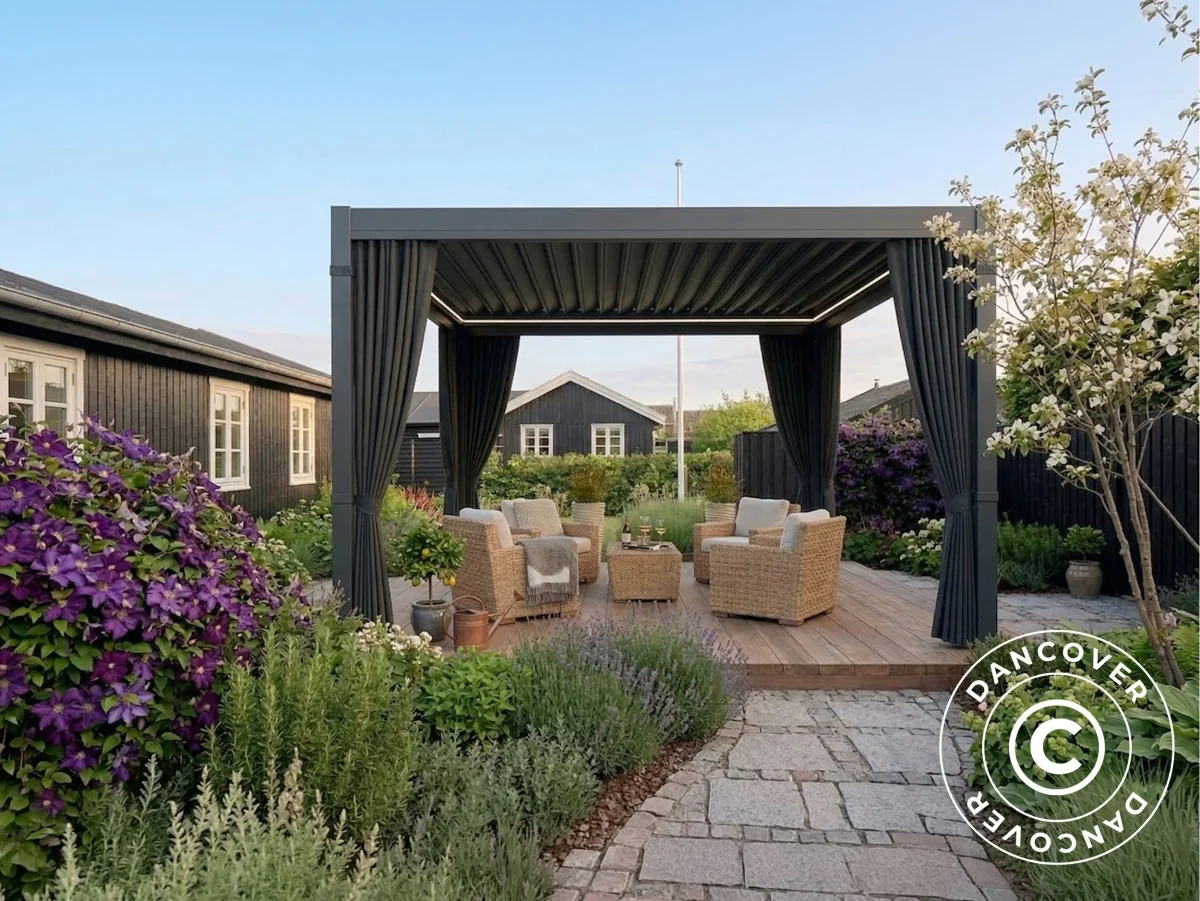 Seitenwände und Moskitonetz für bioklimatische Pergola Pavillon San Pablo, 3x4m, Grau - Imagen 4