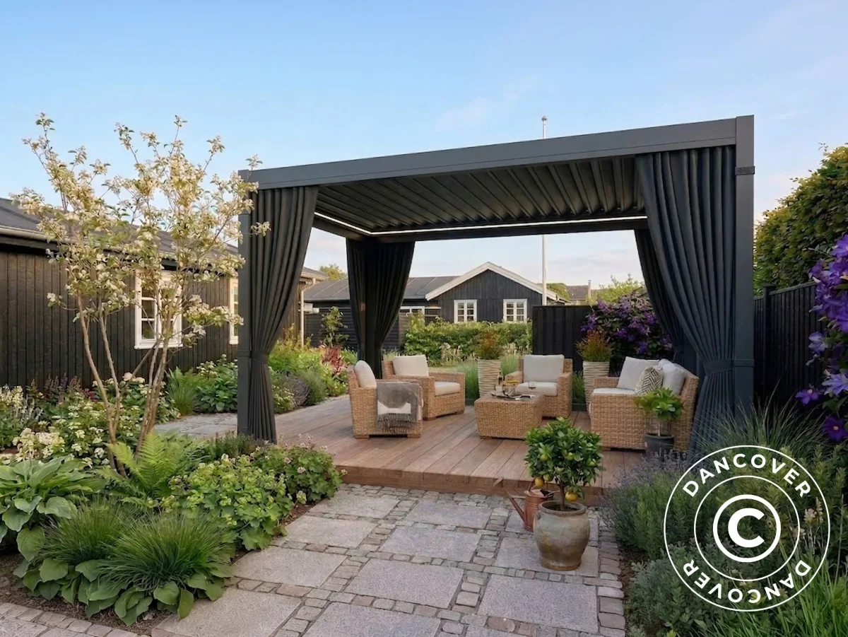 Seitenwände und Moskitonetz für bioklimatische Pergola Pavillon San Pablo, 3x4m, Grau - Imagen 5