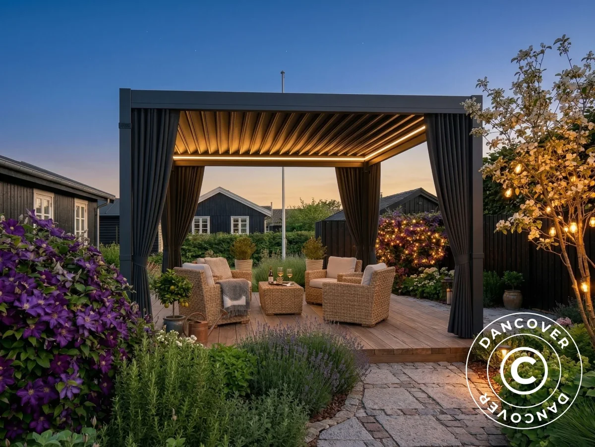 Seitenwände und Moskitonetz für bioklimatische Pergola Pavillon San Pablo, 3x4m, Grau - Imagen 7