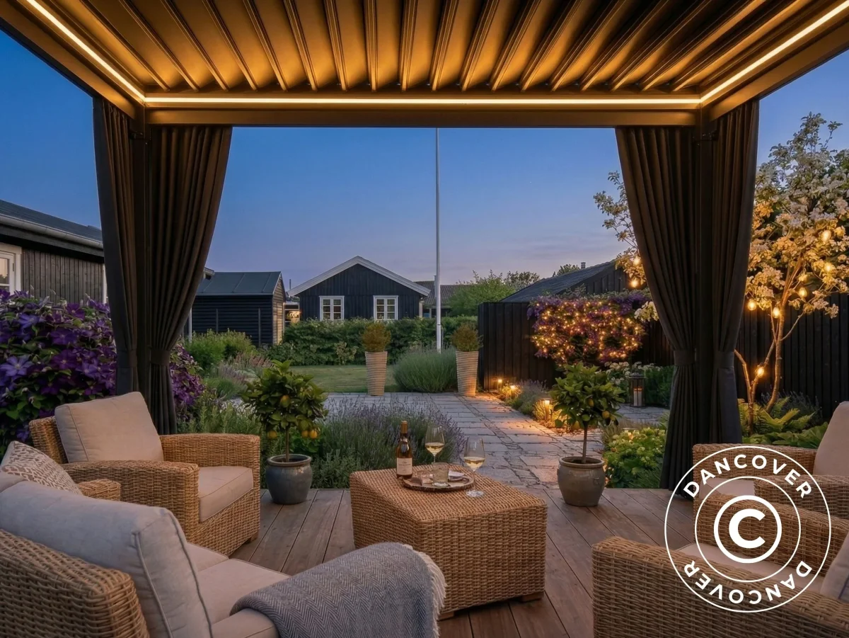 Seitenwände und Moskitonetz für bioklimatische Pergola Pavillon San Pablo, 3x4m, Grau - Imagen 8