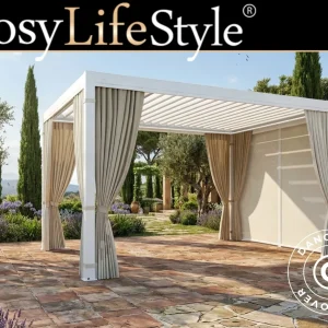 Seitenwände und Moskitonetz für bioklimatische Pergola Pavillon San Pablo, 3x4m, Beige