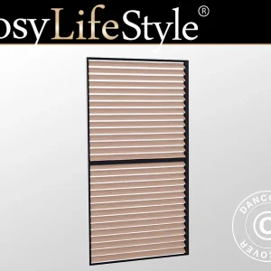 Lamellenwand für Grillpavillon San Juan, 1,1x2,18m, Schwarz/Holzoptik, 1 Stk.