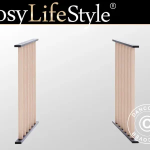 Seitenzäune für Grillpavillon San Juan, Schwarz/Holzoptik, 2 Stk.