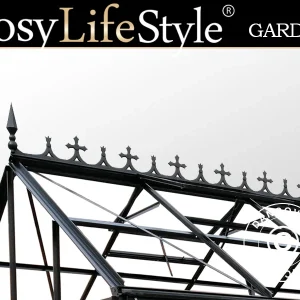 Dachfirst mit Kreuzblumen für Orangerie 3,73x3,73x2,32m, Schwarz