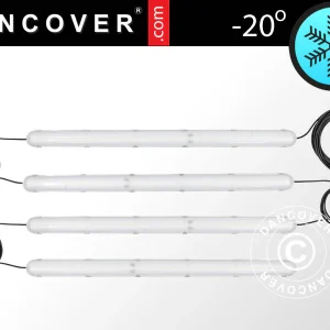 Industrial LED hermetic fixture w/4 connected fixtures, White