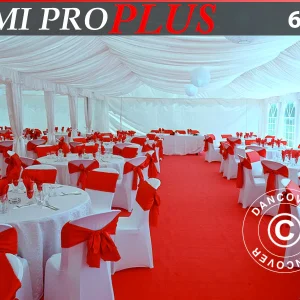 Zeltinnenhimmel-und Vorhänge-Set, Weiß, für Partyzelt 6x8m SEMI PRO Plus