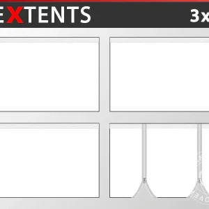 Seitenwand-Set für das Faltzelt FleXtents® Xtreme Heavy Duty PVC 3x3m, Weiß