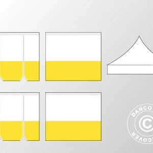 Dachplane 2x2m + Seitenwände für aufklappbares FleXtents® PRO Arbeitszelt, PVC, Weiß/Gelb