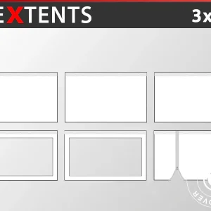 Seitenwand-Set für das Faltzelt FleXtents® Xtreme Heavy Duty PVC 3x6m, Weiß