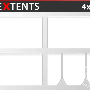 Seitenwand-Set für das Faltzelt FleXtents® Xtreme Heavy Duty PVC 4x4m, Weiß