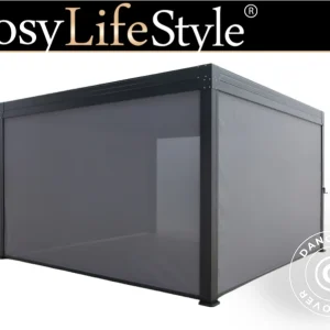 Seitenwand für bioklimatischen Pergola-Pavillon Monterey S2, 4m, Dunkelgrau