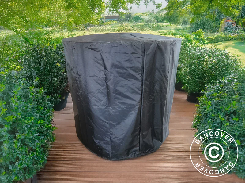 Abdeckung für Feuerschale mit Holzaufbewahrung, Ø60x73cm, Schwarz - Imagen 3