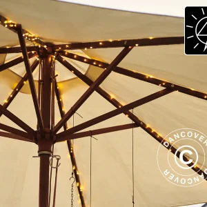 LED Lichterkette Solar für Sonnenschirm, Knirke, 8x1,5m, Warm weiß
