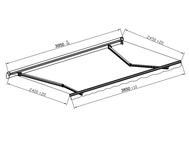Markise mit Fernbedienung, 3,95x2,5m, grau/grauer Rahmen - Imagen 7