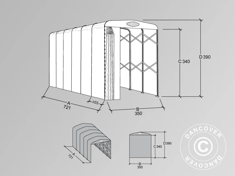 Faltgarage Tunnel (Wohnwagen), 3,5x7,21x3,9m, Weiß - Imagen 7