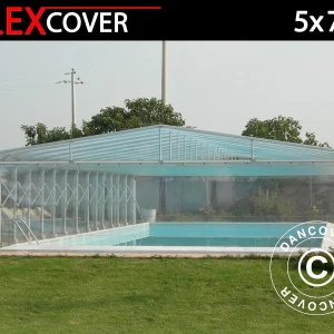 Poolüberdachung, faltbar, 5x7,21x2,65m, Weiß/Durchsichtig
