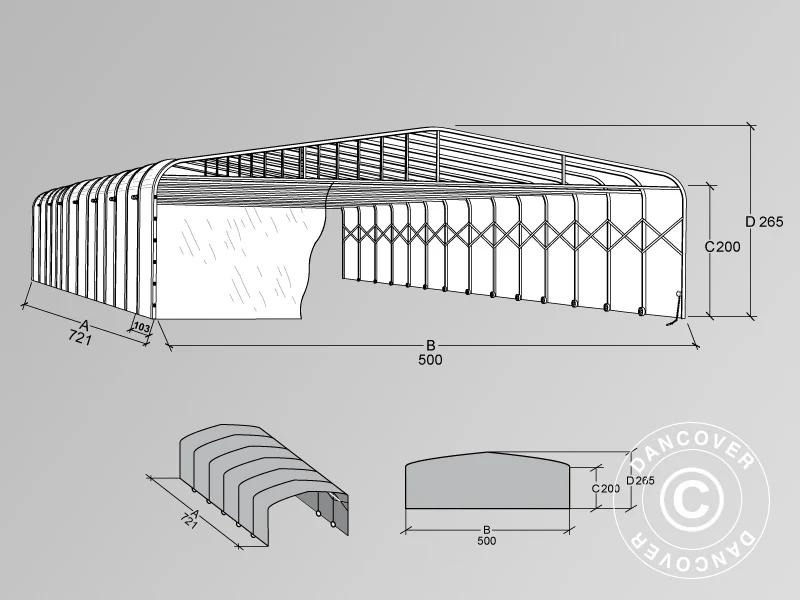 Poolüberdachung, faltbar, 5x7,21x2,65m, Weiß/Durchsichtig - Imagen 6
