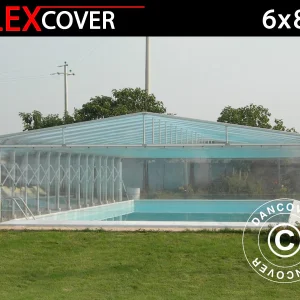 Poolüberdachung, faltbar, 6x8,24x2,7m, Weiß/Durchsichtig