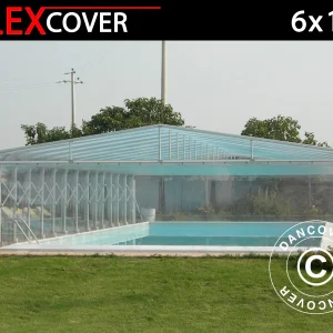 Poolüberdachung, faltbar, 6x10,3x2,7m, Weiß/Durchsichtig