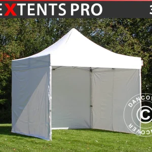 Faltzelt FleXtents PRO 3x3m Weiß, mit 4 Seitenwänden