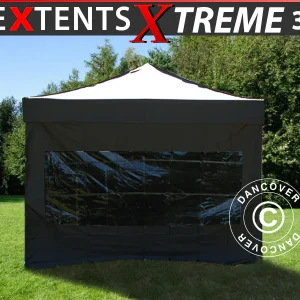Faltzelt FleXtents Xtreme 50 3x3m Schwarz, mit 4 Seitenwänden