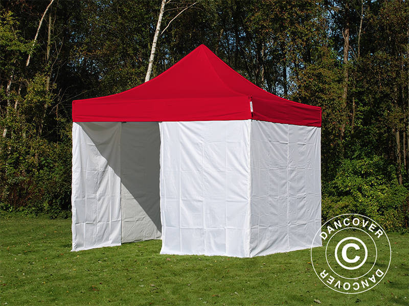 Faltzelt FleXtents® PRO, Sanitäts- & Notfallzelt, 3x3m, rot/weiß, inkl. 4 Seitenwände - Imagen 3