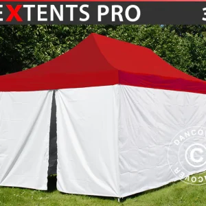 Faltzelt FleXtents® PRO, Sanitäts- & Notfallzelt, 3x6m, rot/weiß, inkl. 6 Seitenwände