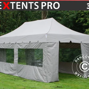 Faltzelt FleXtents PRO "Peaked" 3x6m Latte, mit 6 Seitenwänden