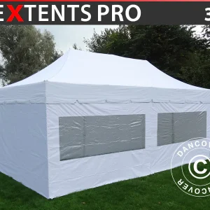 Faltzelt FleXtents PRO "Peaked" 3x6m Weiß, mit 6 Seitenwänden