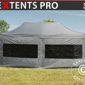 Faltzelt FleXtents PRO 3x6m Grau, mit 6 Seitenwänden