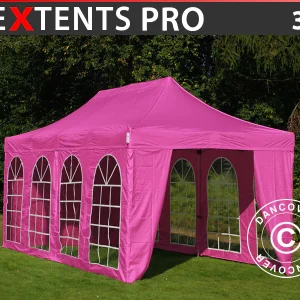 Faltzelt FleXtents PRO Vintage Style 3x6m Rosa, mit 6 Seitenwänden
