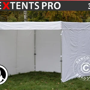 Faltzelt FleXtents® PRO Exhibition mit Seitenwänden, 3x3m, weiß, Flammfest