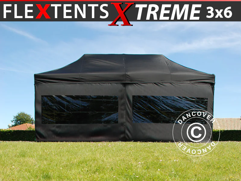 Faltzelt FleXtents Xtreme 60 3x6m Schwarz, mit 6 Seitenwänden - Imagen 2