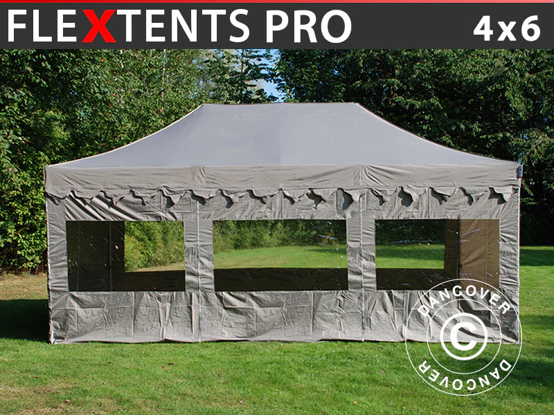 Faltzelt FleXtents PRO "Morocco" 4x6m Latte, mit 8 Seitenwänden - Imagen 2