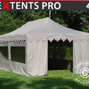 Faltzelt FleXtents PRO "Morocco" 4x8m Latte, mit 6 Seitenwänden