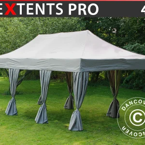 Faltzelt FleXtents PRO 4x6m Latte, mit 8 Gardinen