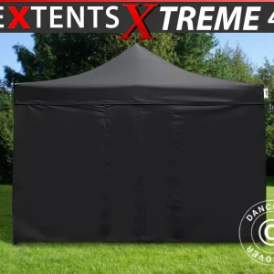 Faltzelt FleXtents Xtreme 60 4x4m Schwarz, mit 4 Seitenwänden