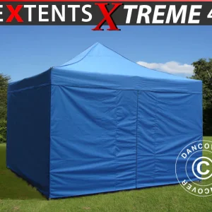 Faltzelt FleXtents Xtreme 60 4x4m Blau, mit 4 Seitenwänden