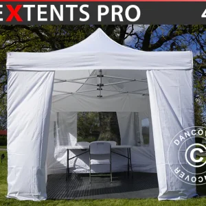 Besucherzelt FleXtents PRO 4x6m weiß, inkl. 8 Seitenwände und 1 transparente Trennwand