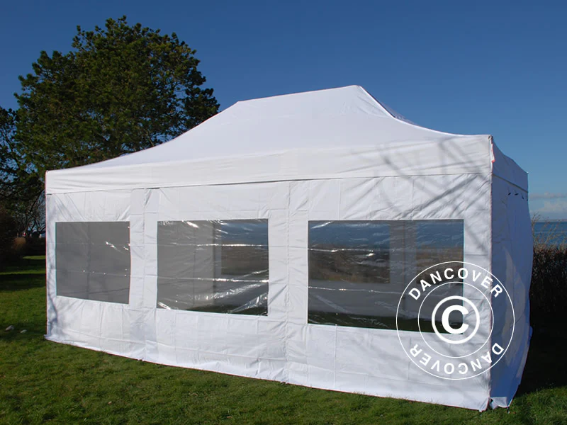 Besucherzelt FleXtents PRO 4x6m weiß, inkl. 8 Seitenwände und 1 transparente Trennwand - Imagen 6