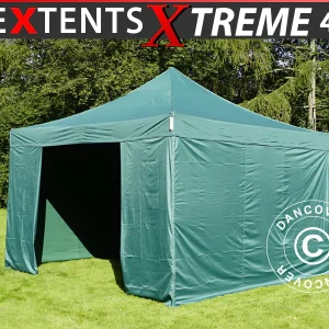 Faltzelt FleXtents Xtreme 60 4x4m Grün, mit 4 Seitenwänden