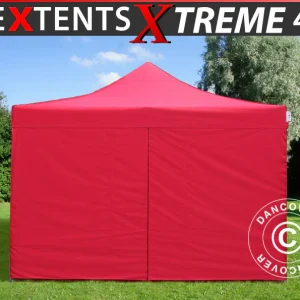 Faltzelt FleXtents Xtreme 60 4x4m Rot, mit 4 Seitenwänden
