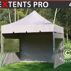 Faltzelt FleXtents PRO "Peaked" 4x4m Latte, mit 4 Seitenwänden
