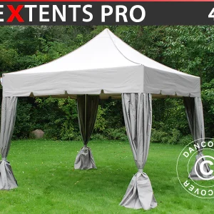 Faltzelt FleXtents PRO "Peaked" 4x4m Latte, mit 4 Gardinen