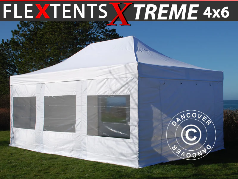 Faltzelt FleXtents Xtreme 50 4x6m Weiß, mit 8 Seitenwänden - Imagen 2