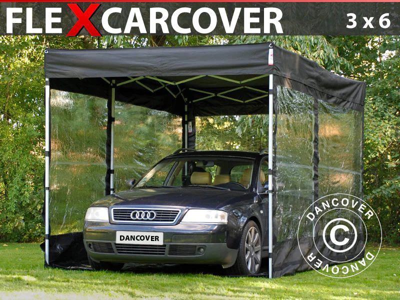 Faltgarage FleX Carcover, 3x6m, Schwarz - Imagen 2