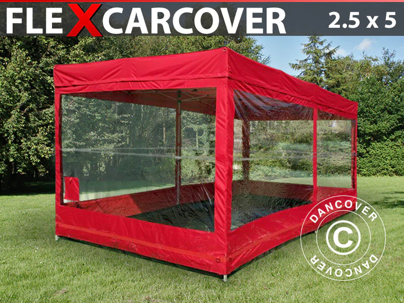 Faltgarage FleX Carcover, 2,5x5m, Rot - Imagen 2