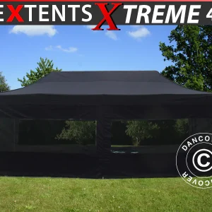 Faltzelt FleXtents Xtreme 60 4x8m Schwarz, mit 6 Seitenwänden