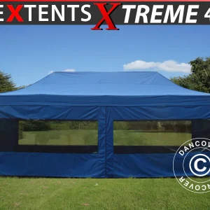 Faltzelt FleXtents Xtreme 60 4x8m Blau, mit 6 Seitenwänden